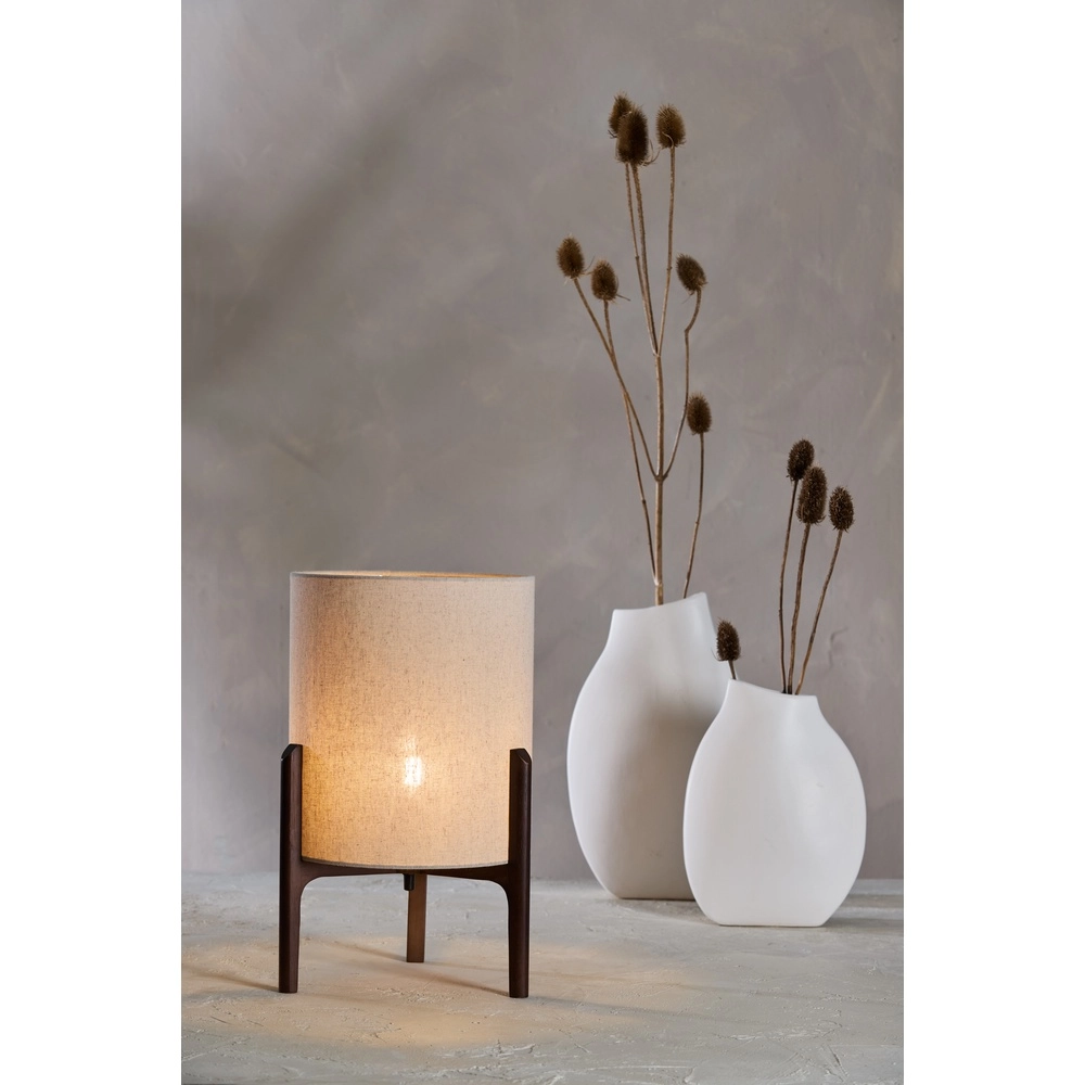 Tischlampe Litto Ø 28cm – Walnuss mit Naturleinen Light & Living 8717807792695