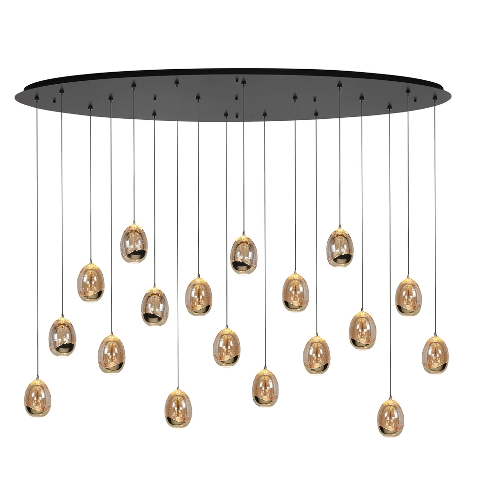 Pendelleuchte Golden Egg Schwarzes 18-flammiges Oval