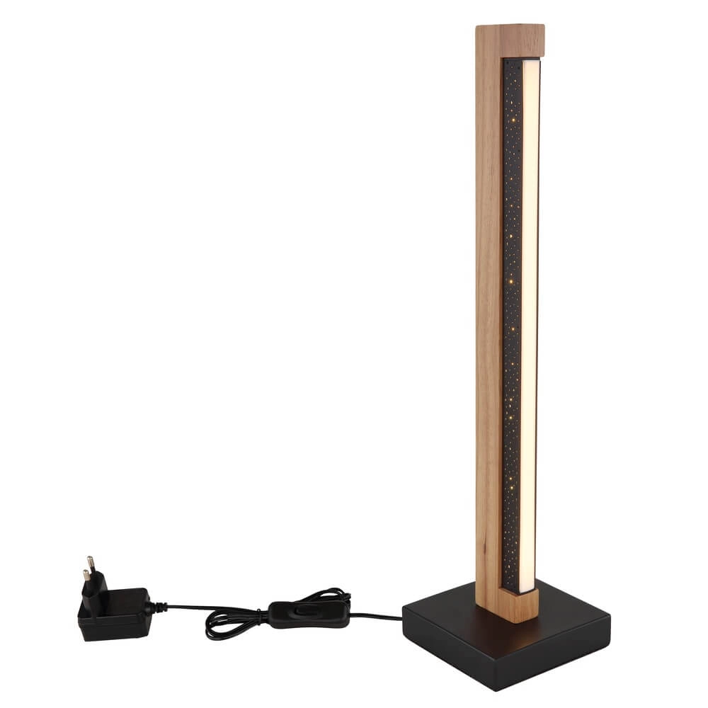 Design-Tischleuchte Starla schwarz mit Holz 48cm Globo 9007371459292