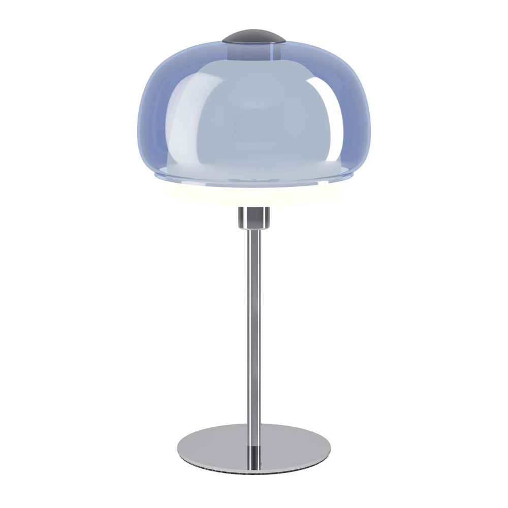 Design-Tischlampe Belomontejo Chrom mit Blau