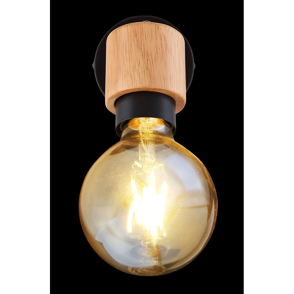 Wandlampe Jorna Schwarz mit Holz Globo 9007371414277