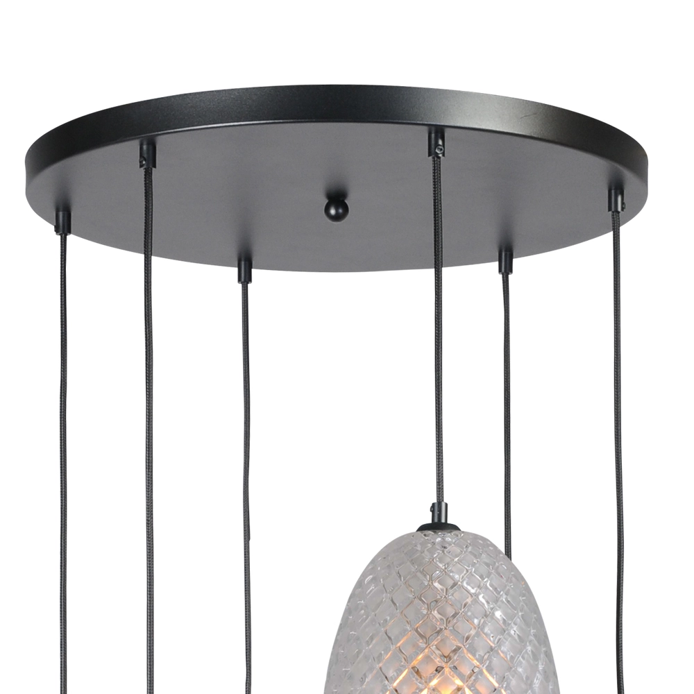 Schwarze Hängelampe Pineapple 6 Lichter mit klarem Glas Masterlight 8718121216881