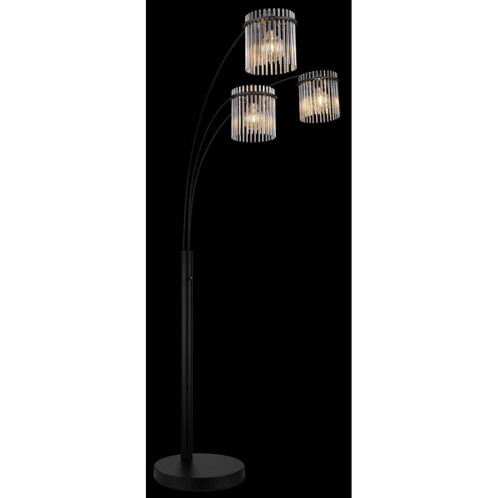Schwarze Stehleuchte Gorley mit Rauchglas 3-flammig Globo 9007371478019