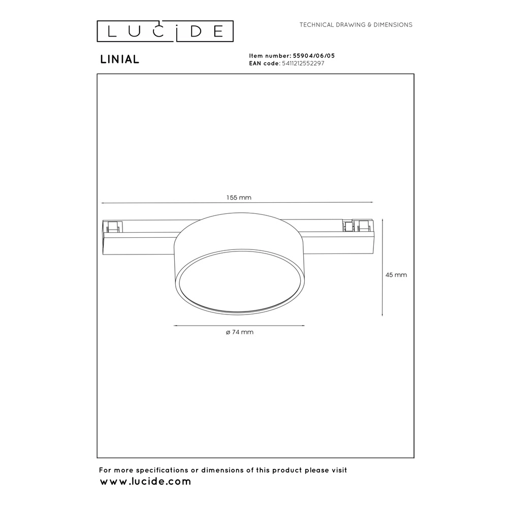 Einphasen-Gleis-Spot Linial Fixt Champagner Premium by Lucide 5411212552297