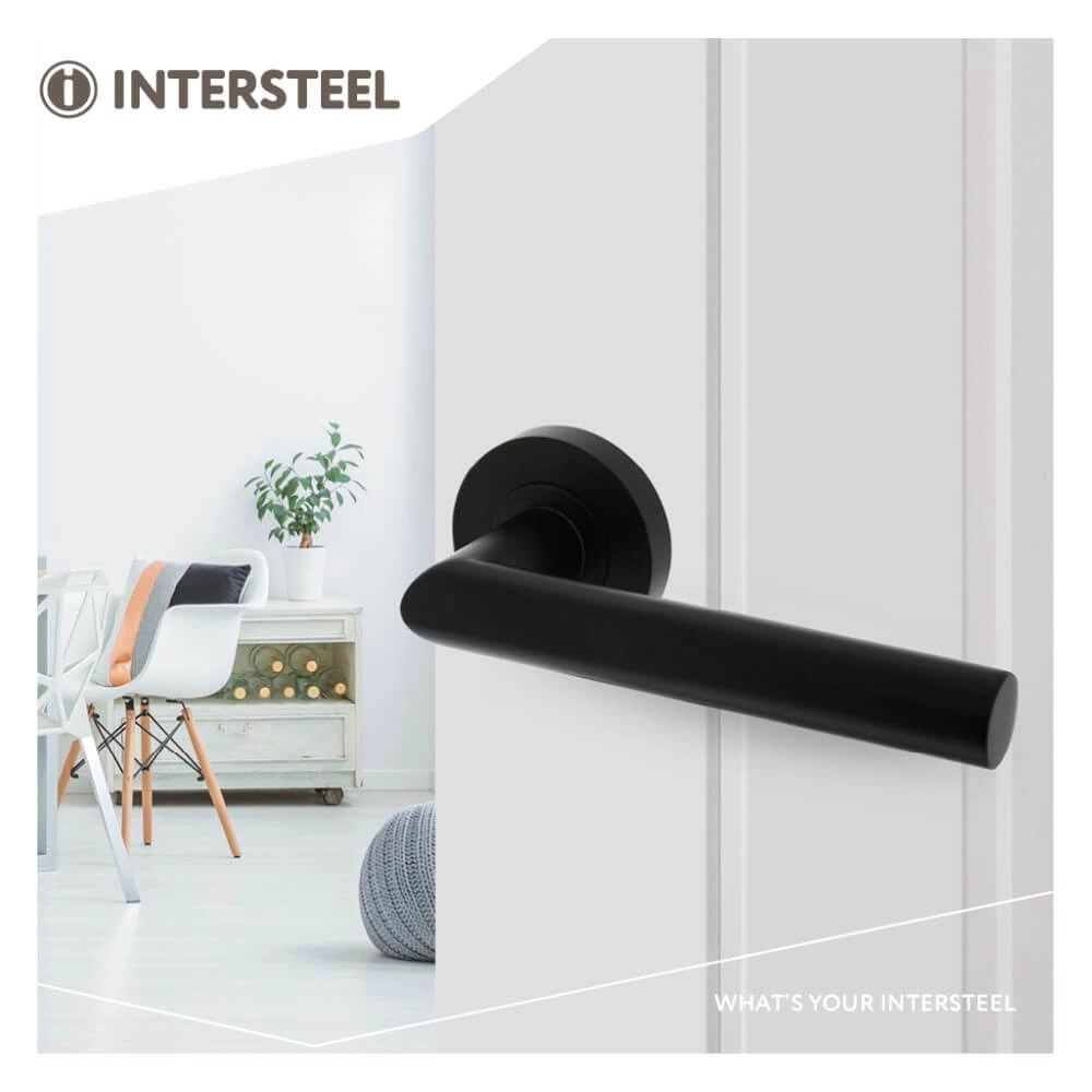 Fester Türgriff Bastian auf Rosette schwarz Intersteel 8714186470626