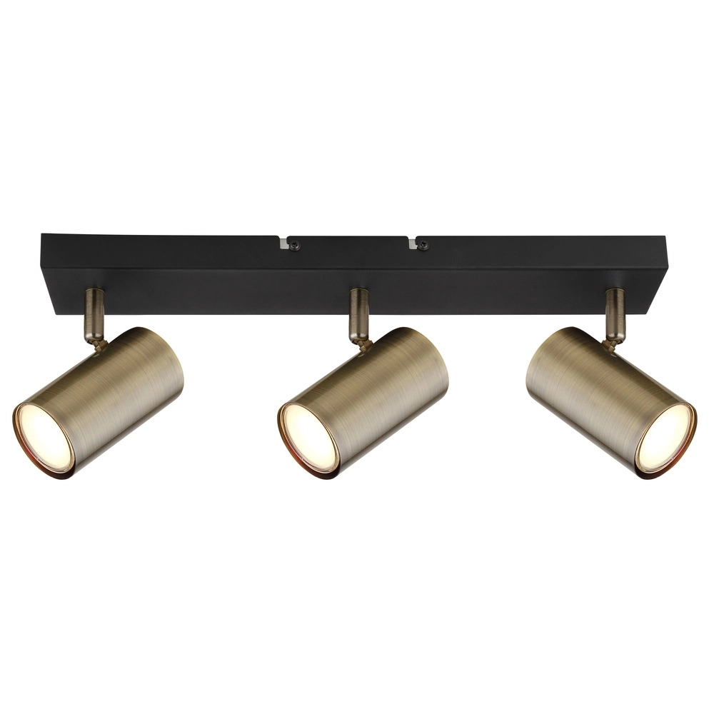 Deckenlampe 3-Leuchten Robby Schwarz mit Bronze Globo 9007371442980