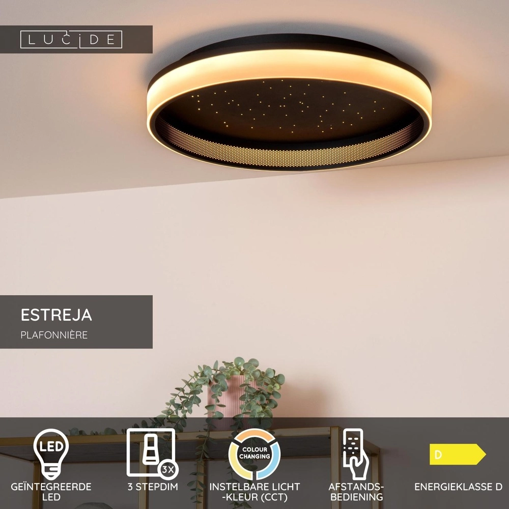 Design-Deckenlicht Estreja Ø 40cm schwarz Lucide 5411212712806