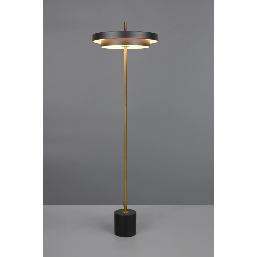 Moderne Stehleuchte Keaton schwarz mit gold Trio 4017807655926