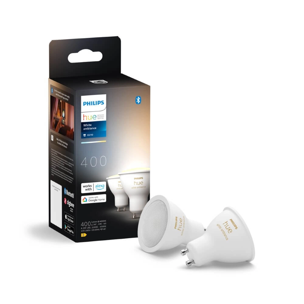 Lichtquelle Hue GU10 - 4,2W - White Ambiance 2er-Set Philips 8720169230033
