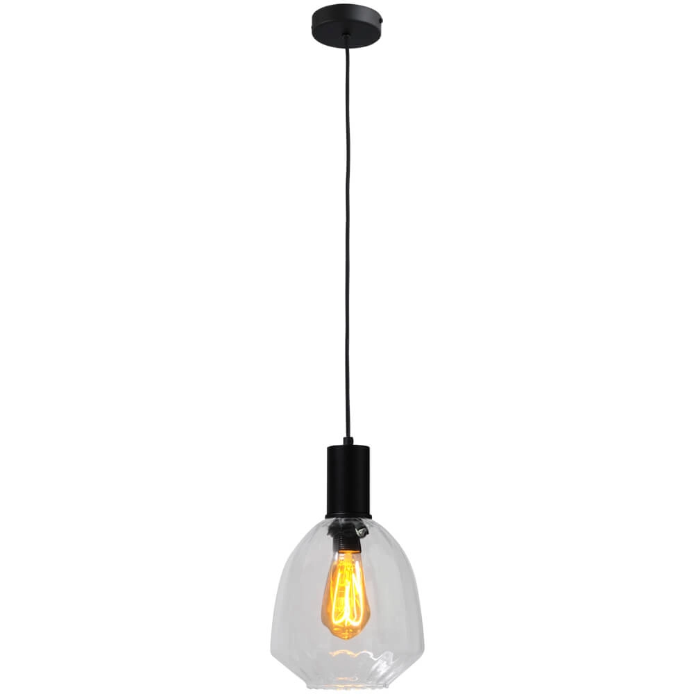 Hängelampe schwarz Porto mit Nicolette Klarglas - Ø 20cm Masterlight 8718121269368