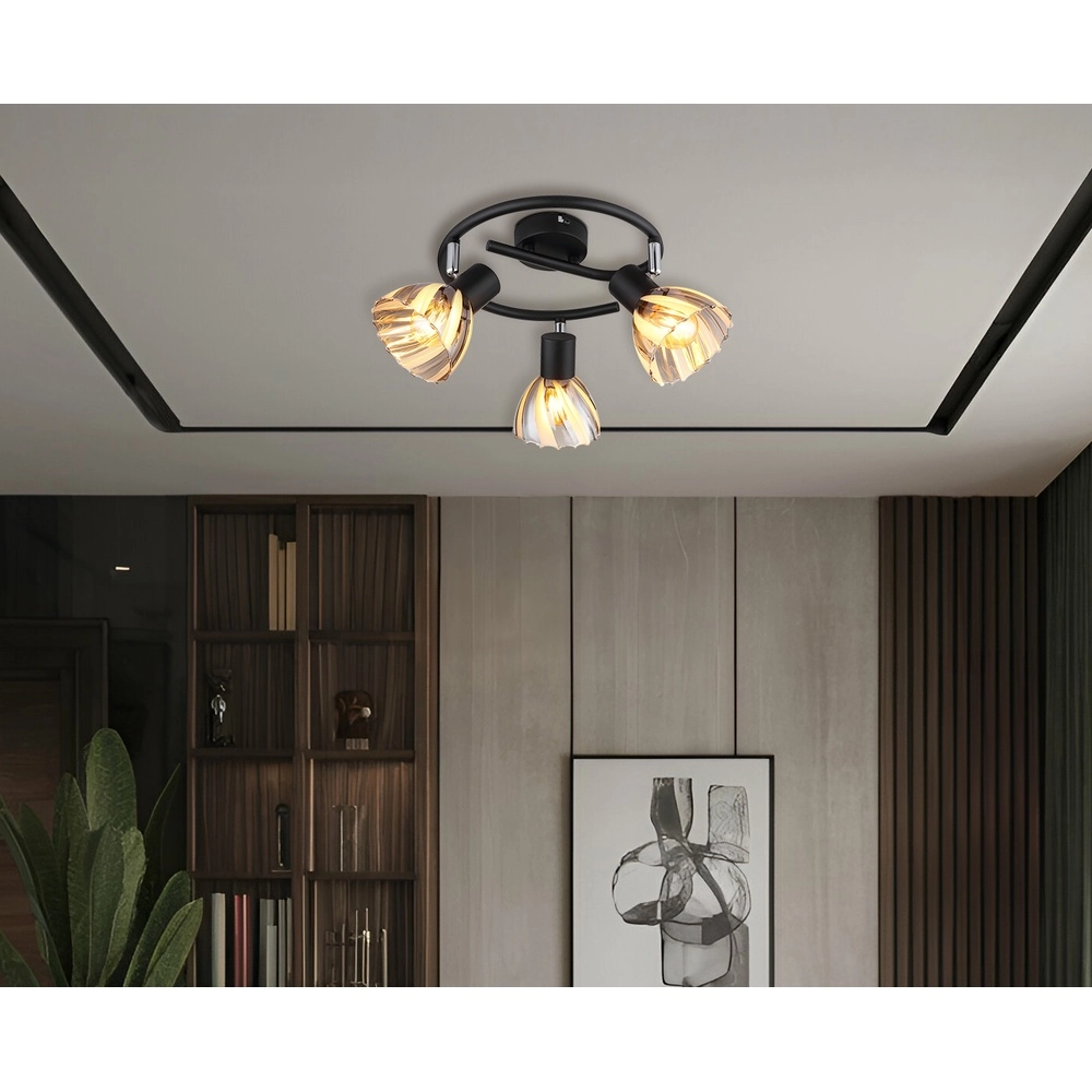 Deckenlampe 3-Leuchten Zachery Schwarz Globo 9007371525508