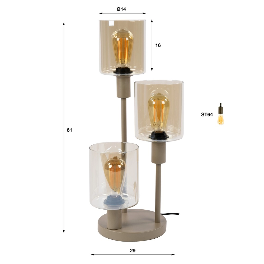 Design-Tischlampe Sepiora 3-hell sandbraun Lyora 8716803515314