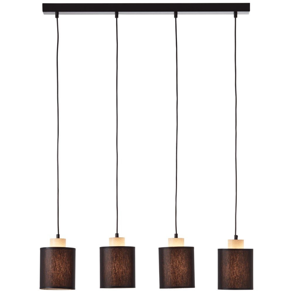 Hängelampe mit 4 Leuchten Vonnie schwarz mit Holz Brilliant 4004353391644