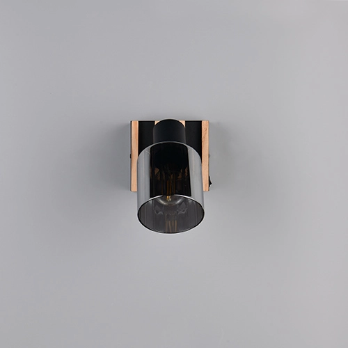 Wandlampe Travia Schwarz mit Holz Trio 4017807682588