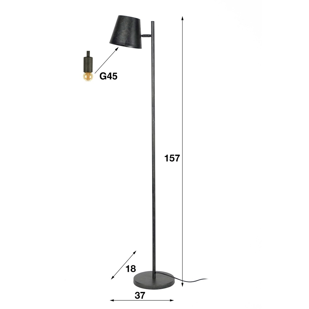 Metall-Stehlampe Flex 157 cm – Holzkohle Lyora 8716803512474