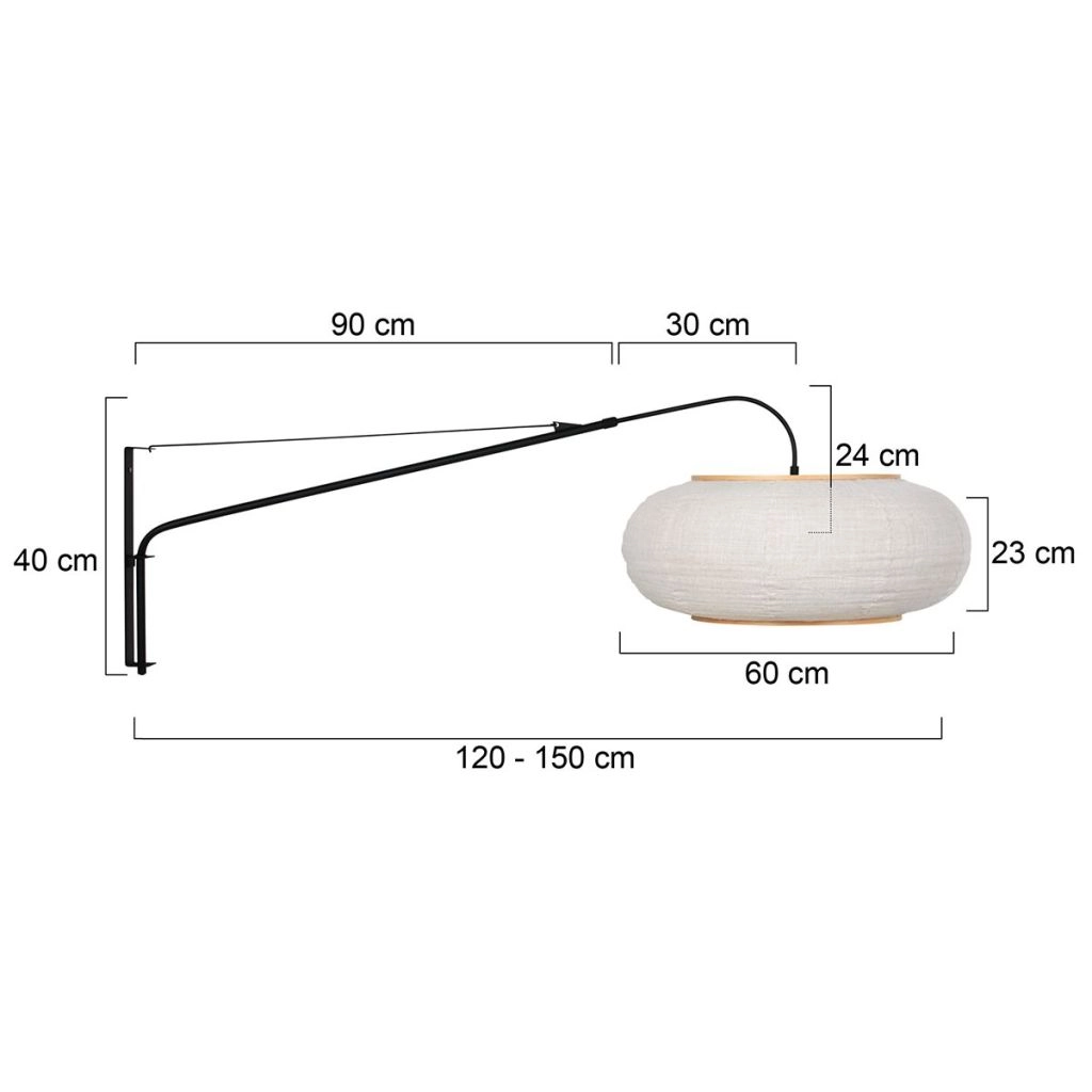 Wandlampe schwarz Silva Alba mit weißem Farbton Ø60 cm Steinhauer 8712746185218