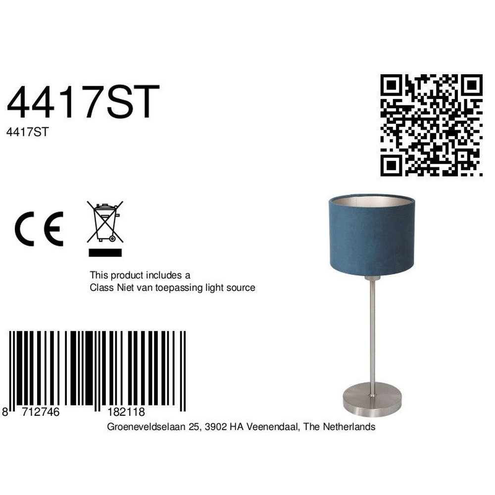 Tischlampe Noor mit blauer Kapuze Steinhauer 8712746182118