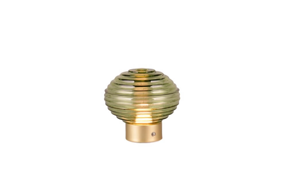 Wiederaufladbare Tischlampe Gold Earl grünes Glas