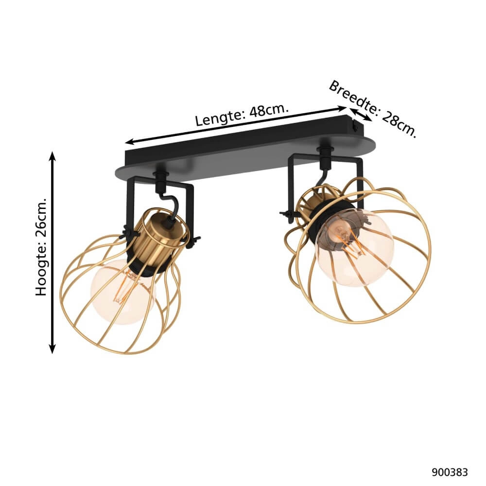 Goldene Deckenlampe Sambatello 2x E27 Eglo 9008606243648