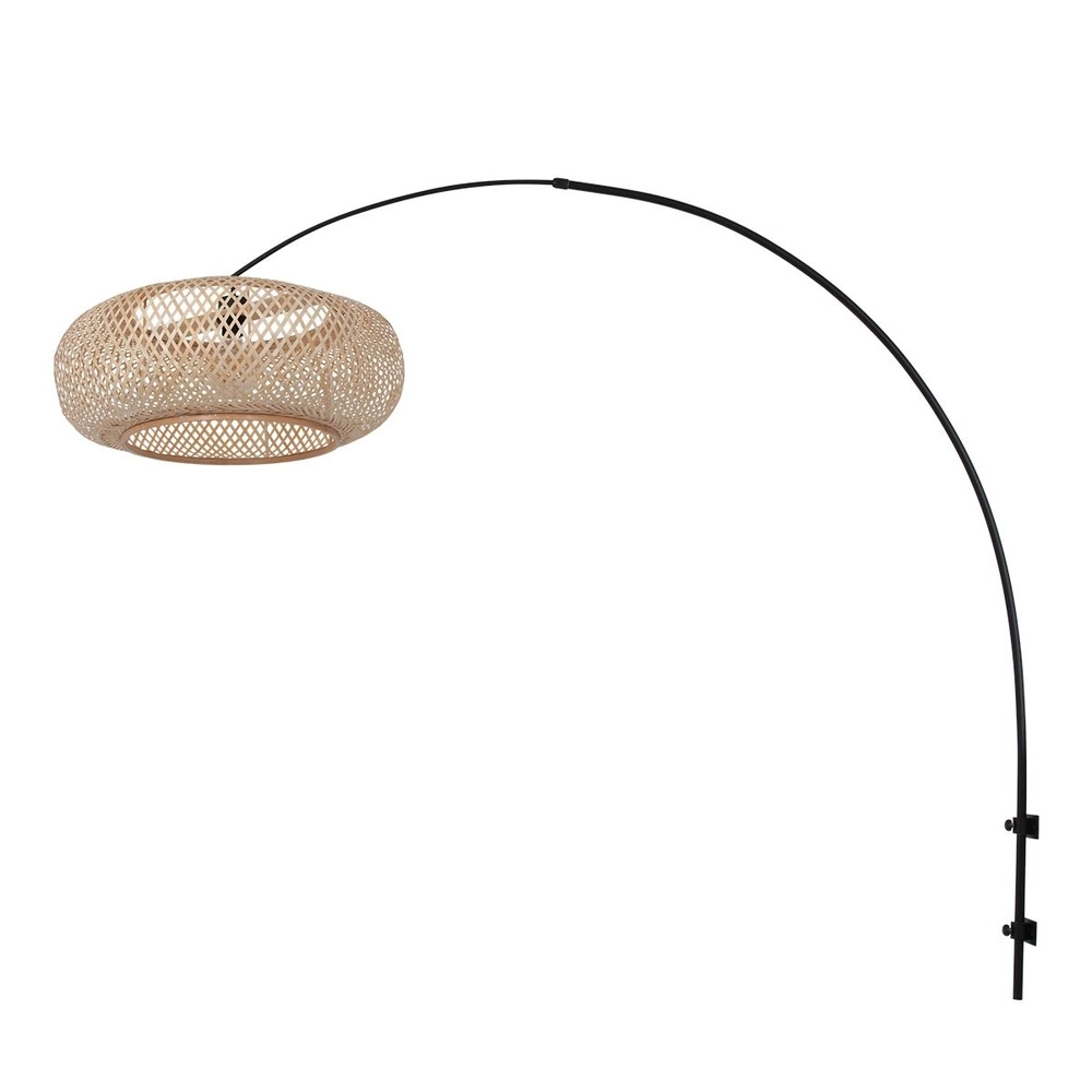 Wandleuchte Bogen Sparkled Light schwarz mit Rattanhaube Steinhauer 8712746181982