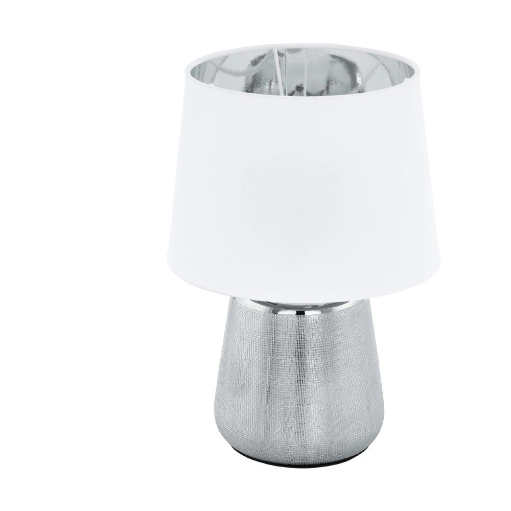 Tischlampe Lampenschirm Manalba 1 Silber mit weißem Lampenschirm Eglo 9002759993290