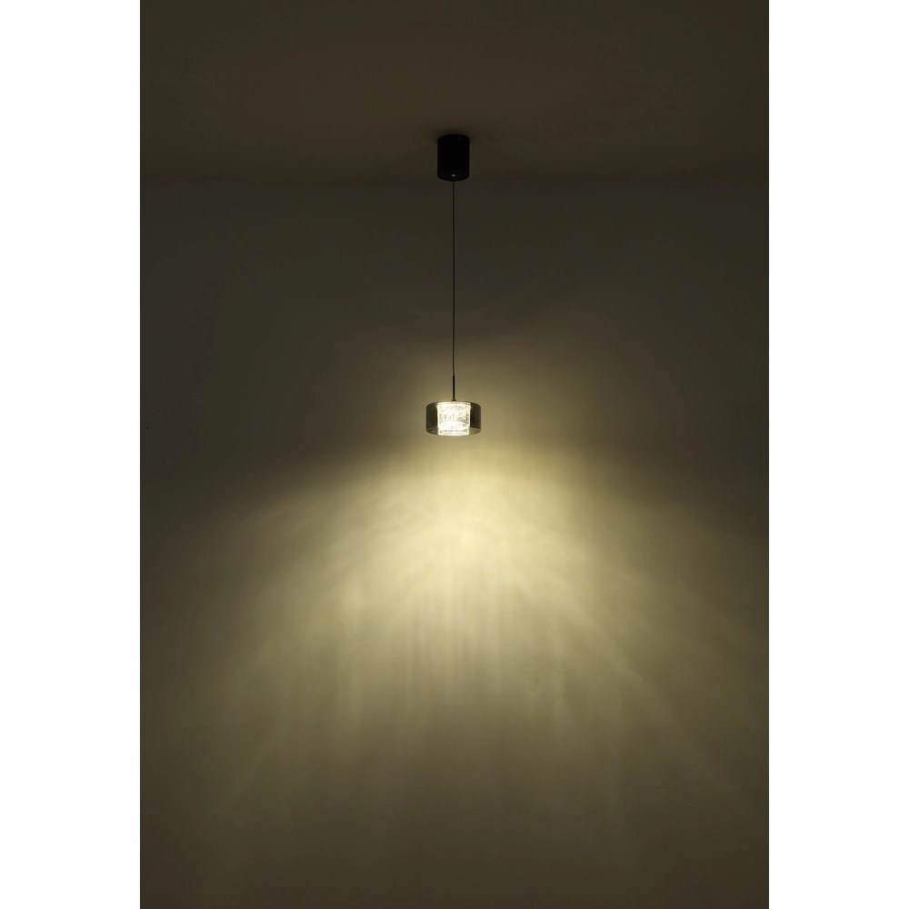 Design-Pendellampe Fogsy Einzelne schwarze mit Rauchglas Globo 9007371450381