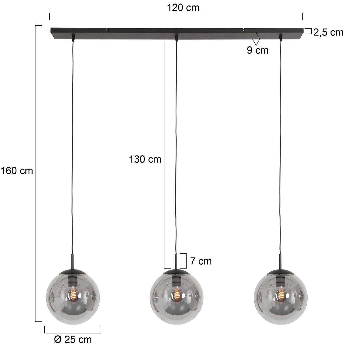 Ländliche Esstischlampe Bollique 3-flammig Steinhauer 8712746147100