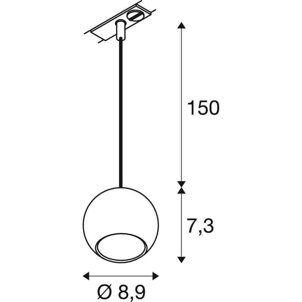 Pendelleuchte für Schiene Light Eye 90 schwarz 1-phasig Ø 9cm SLV 4024163295581