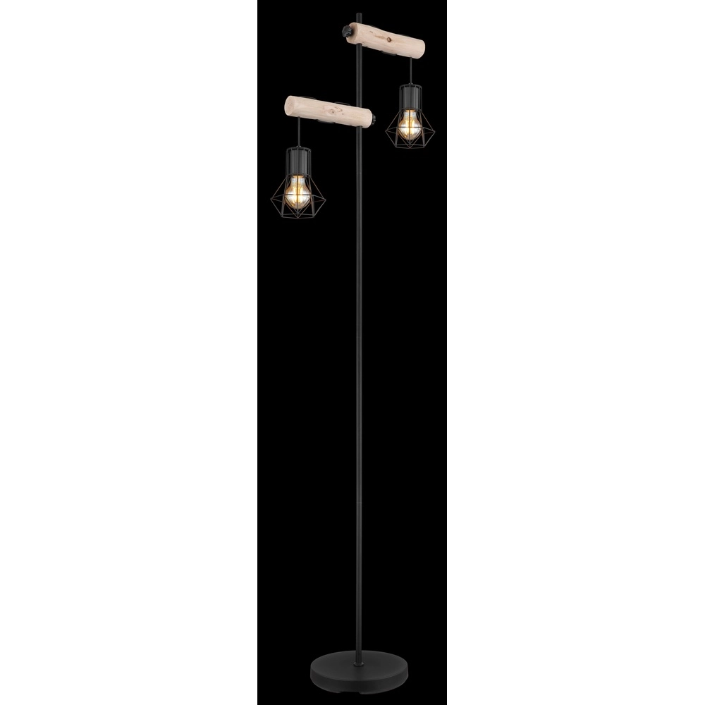 Stehlampe Priska Schwarz mit Holz Globo 9007371443840