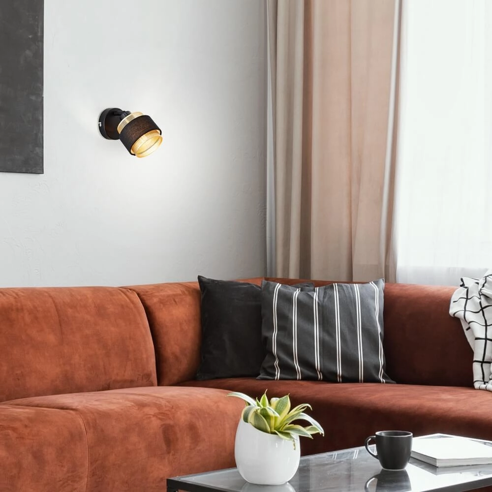Schwarz mit goldener Wandlampe Grove 1-Licht Brilliant 4004353424106