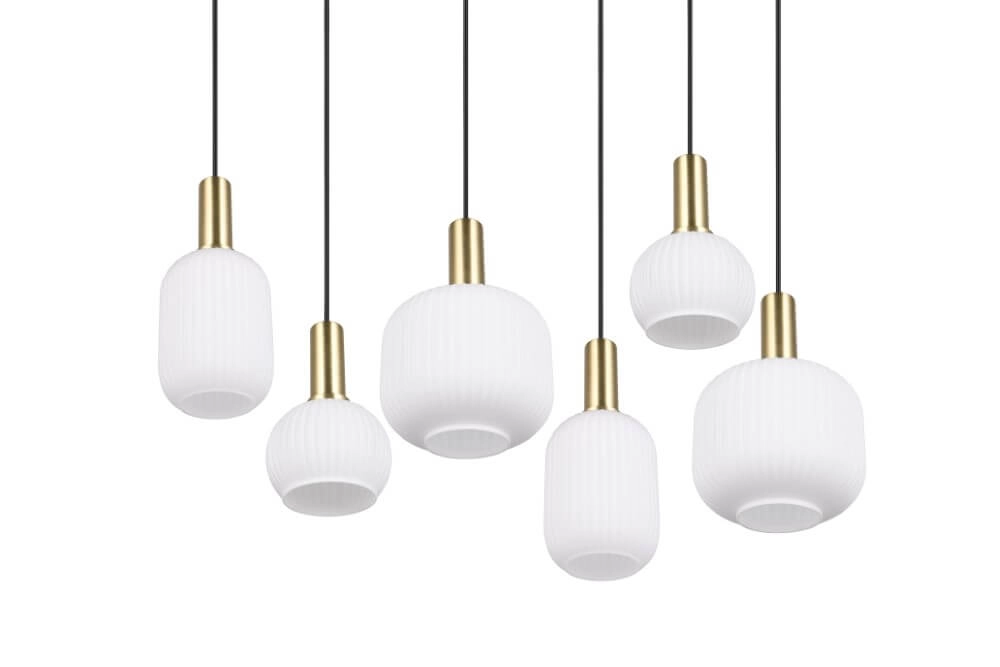 Hängelampe für das Esszimmer Diva 6-flammig – weißes Glas Trio 4017807614510