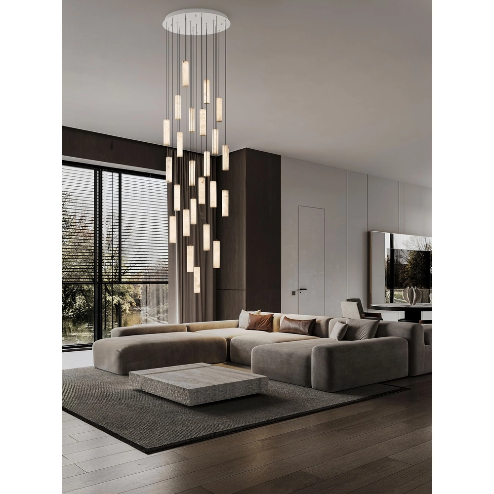 Pendellampe Diletto Gold mit weißen 24-Lichtern