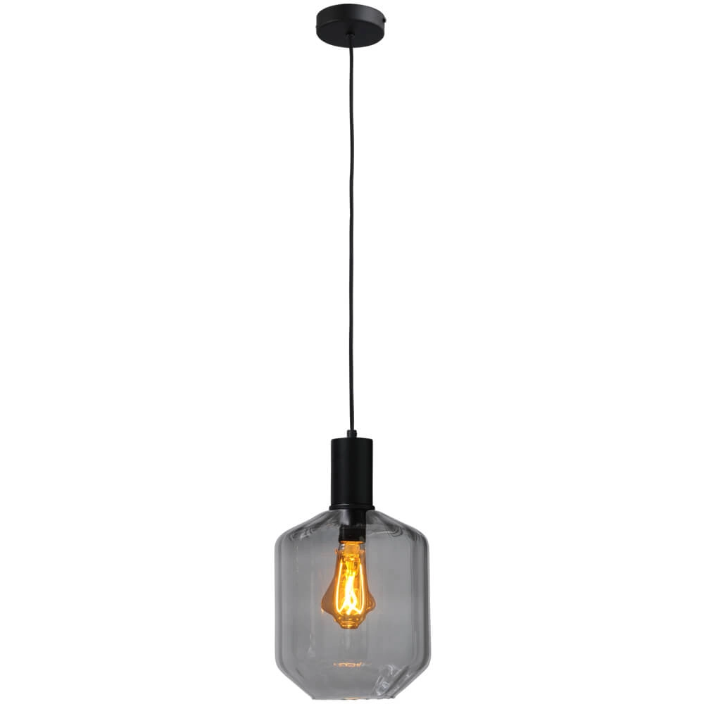 Hängelampe schwarz Porto mit Jagger-Rauchglas - Ø 19cm Masterlight 8718121269351