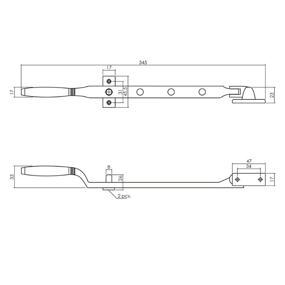 Fensterhalter Ton Mit verchromtem Einstellstift Intersteel 8714186473283