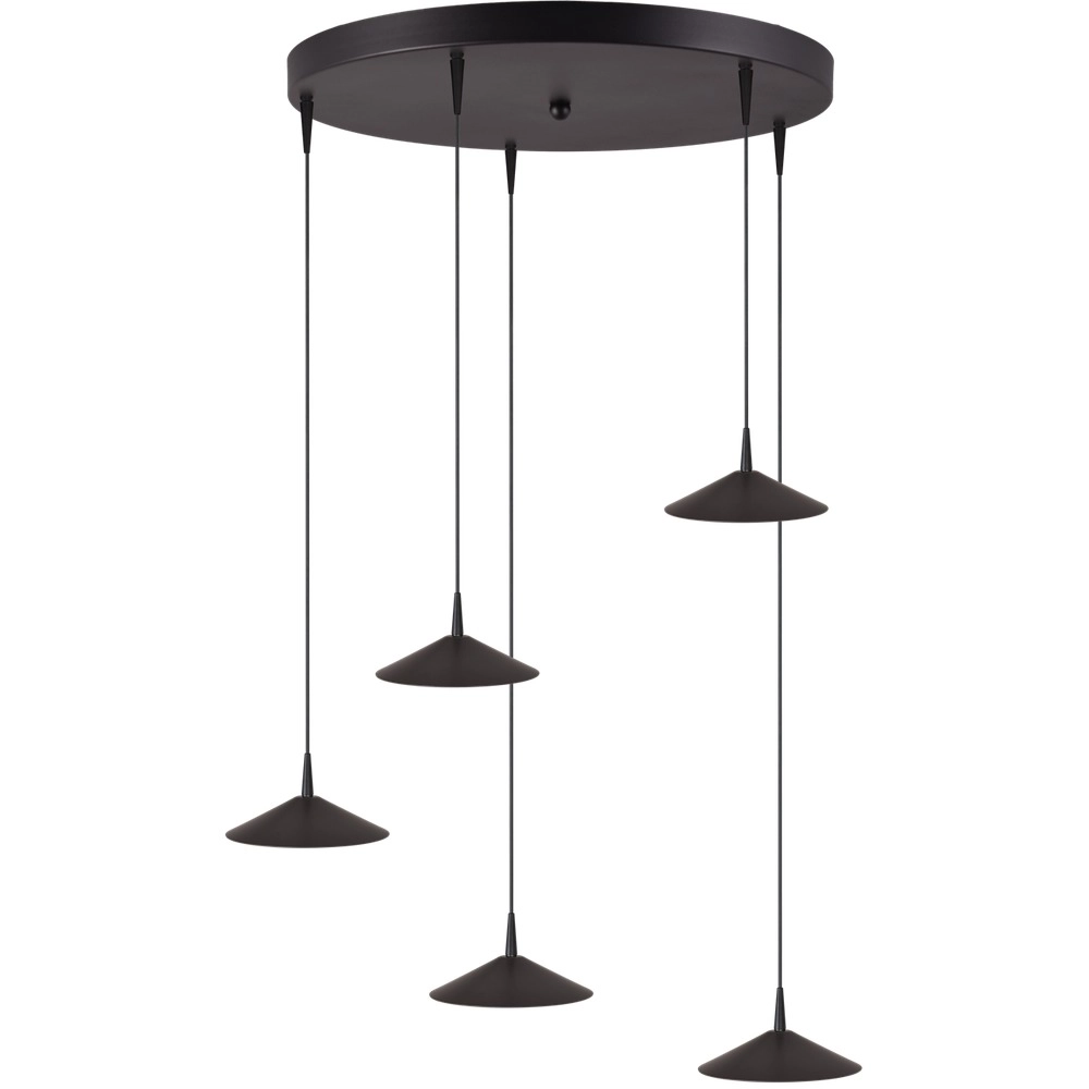5-Licht Pendellampe Ceppo schwarz Ø 18 cm rund