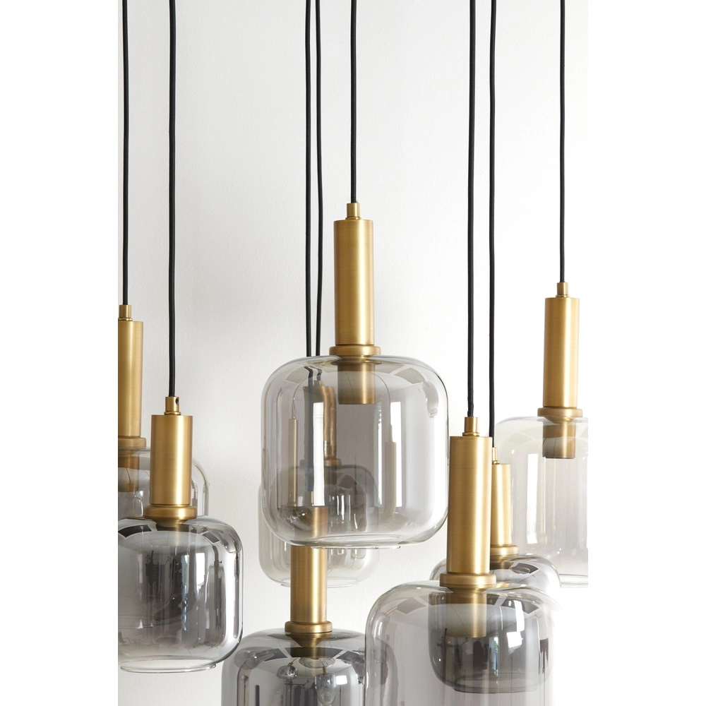 Vide Pendellampe Lekar 9x E27 – Messing mit Rauchglas Light & Living 8717807604592