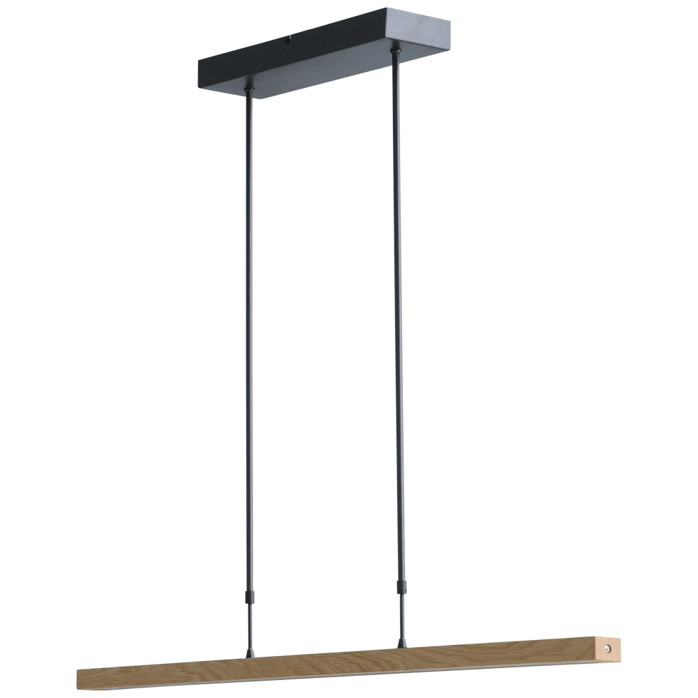 Hängelampe Oak Schwarznickel mit Holz 104cm