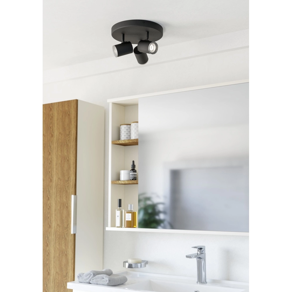 Aufputz-Spot Consuma 1 3-flammig rund schwarz Eglo 9008606355938