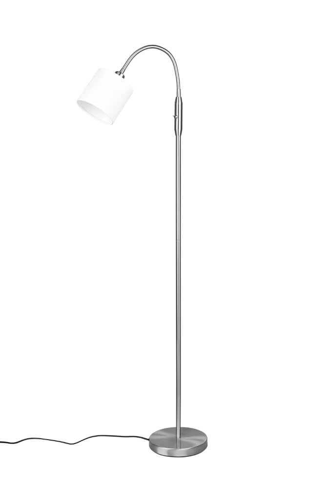 Stehlampe Tommy 130 cm Edelstahl mit Weiß