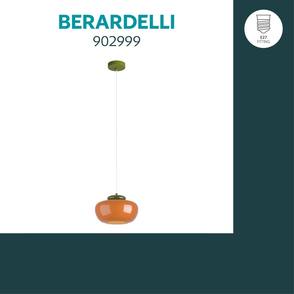 Design-Pendellampe Berardelli Orange mit grünem Ø 30 cm