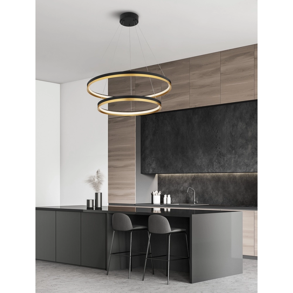 Pendelleuchte Cantria schwarz mit gold Ø 80cm Lyora 5212017439864
