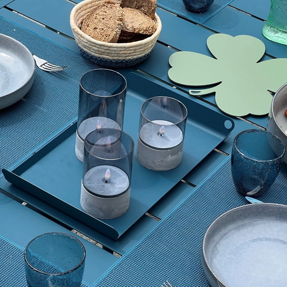 Set mit 3 Tischlampen Bougie Rauchglas Brilliant 4004353428326
