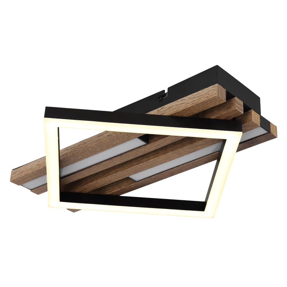 Deckenlampe Obrien schwarz mit Holz einzeln Globo 9007371509300