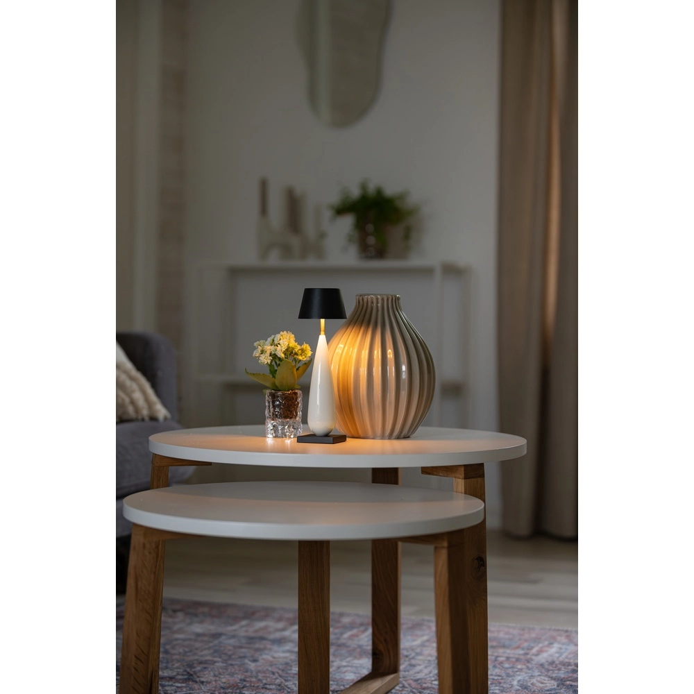 Wiederaufladbare Tischlampe Frejus Schwarz mit Keramik KonstSmide 7318300030348