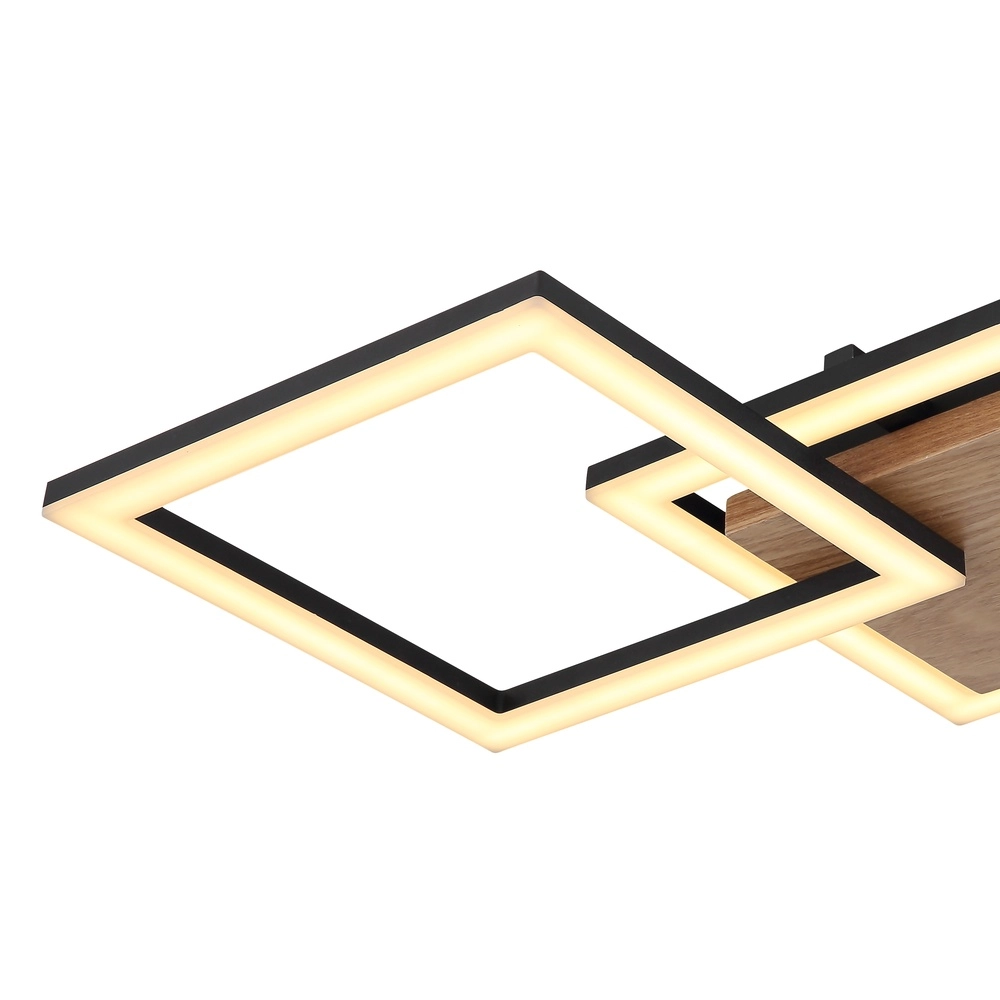 Deckenlampe Kerry Schwarz mit Holzoptik Globo 9007371443222