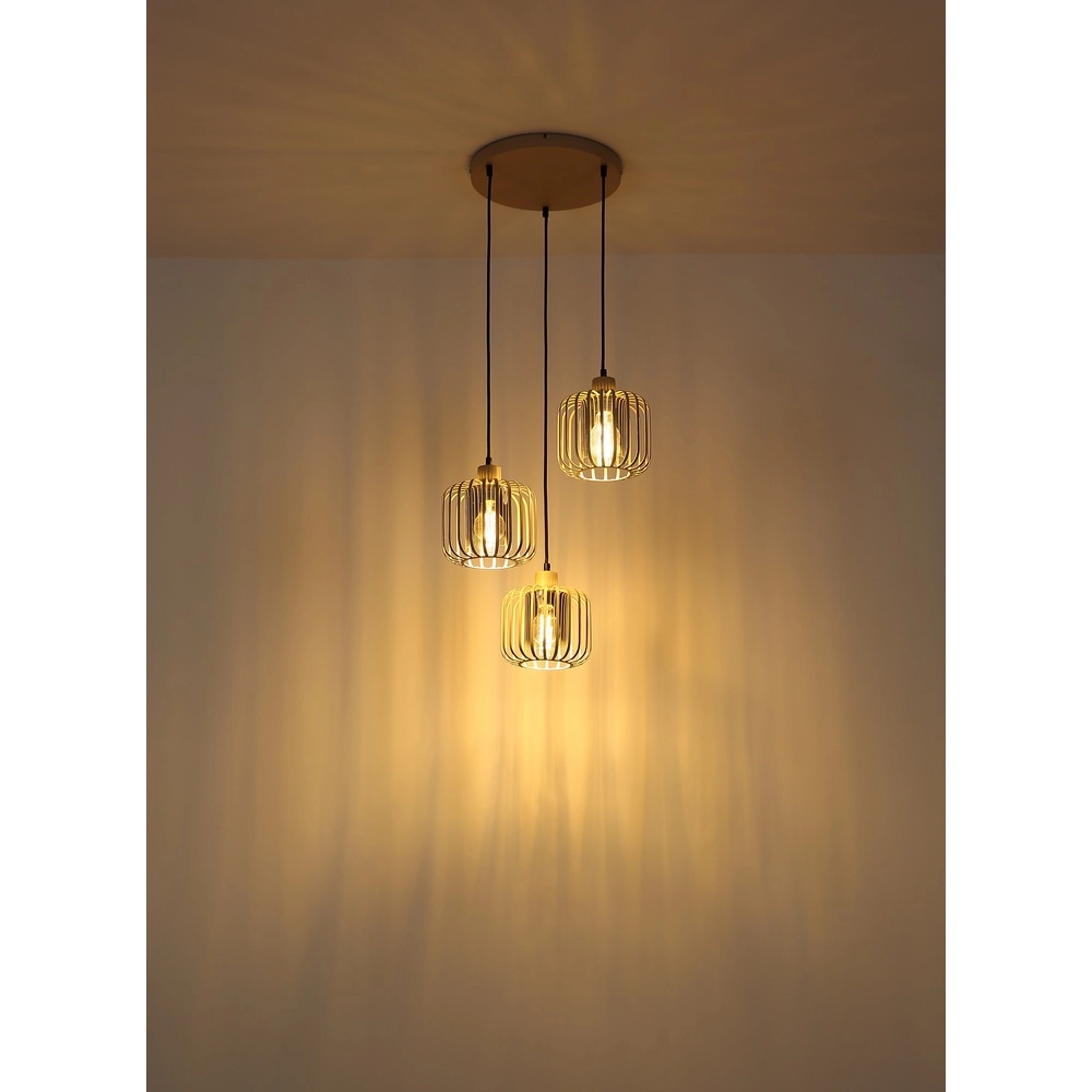 3-flammige Pendelleuchte Alfred rund sandbraun Globo 9007371531615