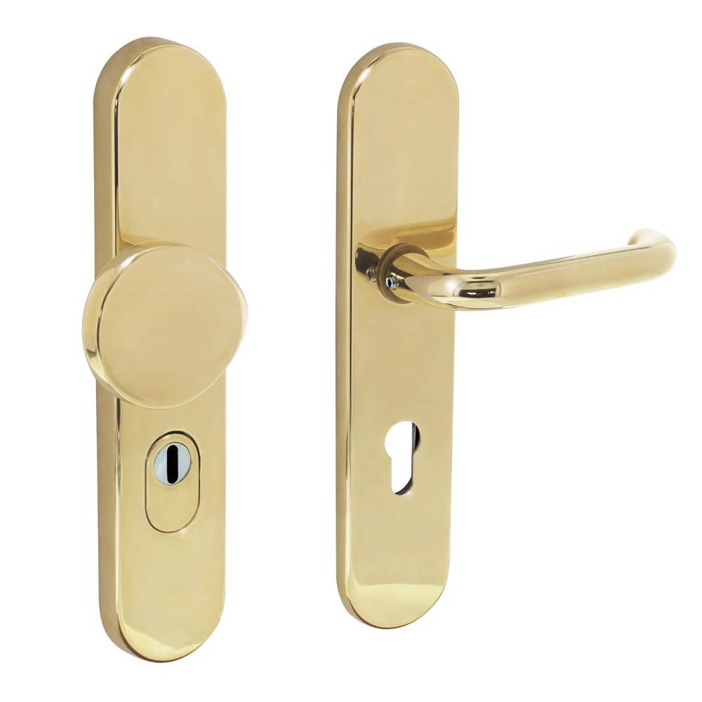 Haustürbeschläge Vurano PC72mm Kernzugschutz Messing lackiert