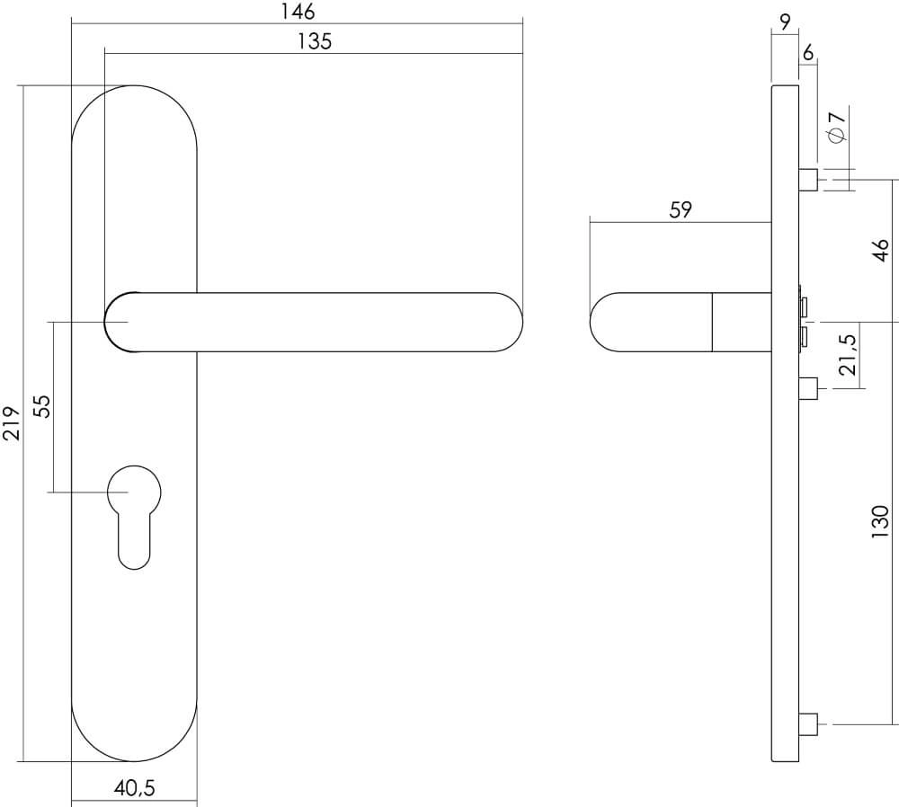 Türklinke Rond PC 55mm Edelstahl Intersteel 8714186177204