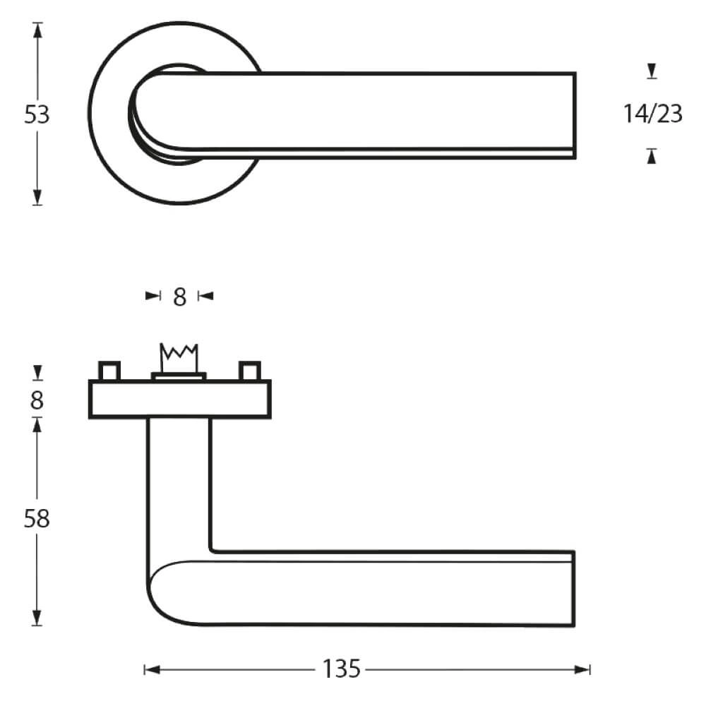Ovaler Türgriff Hoek 90 Rosette mit Grat Edelstahl Intersteel 8714186129753