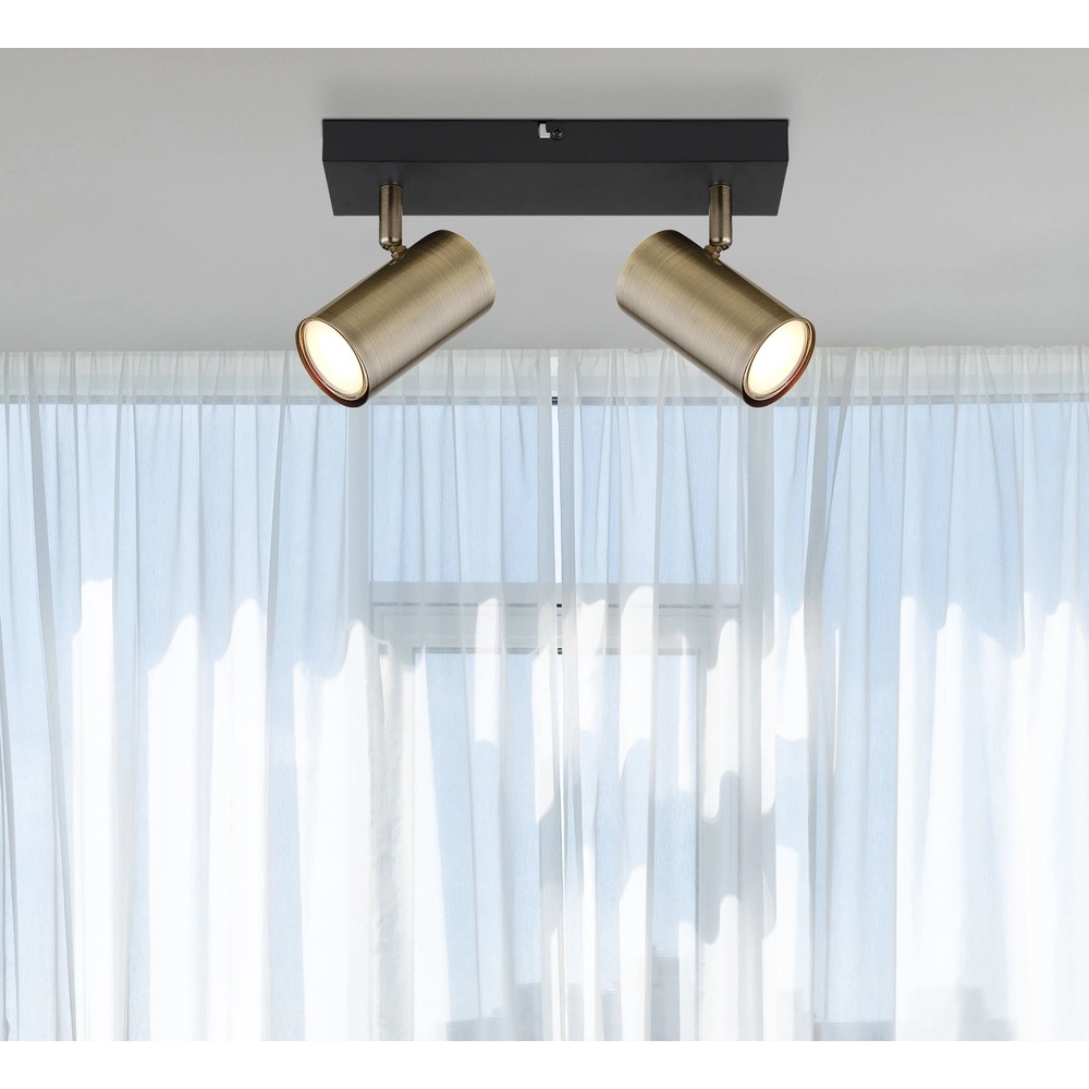 Deckenlampe 2-Leuchten Robby Schwarz mit Bronze Globo 9007371439980